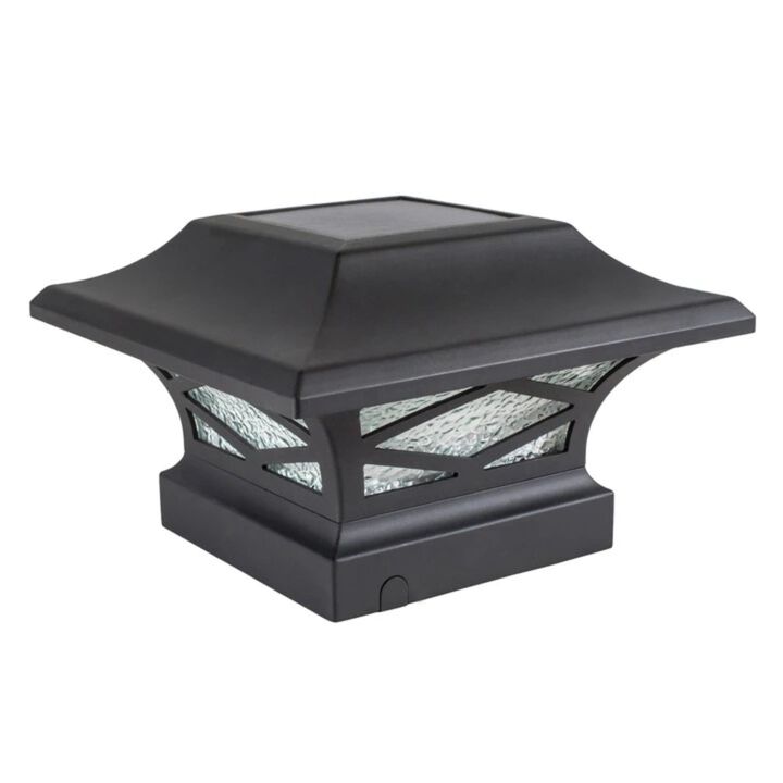 Set of 2 Black and Clear Dual Lighted Solar Post Caps for 4x4 Fence Post