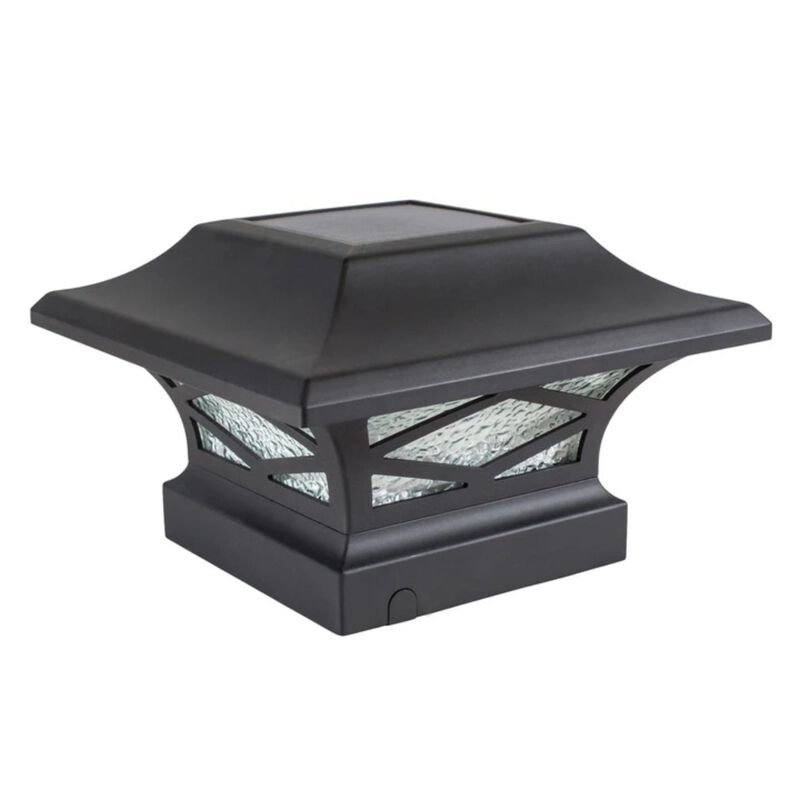 Set of 2 Black and Clear Dual Lighted Solar Post Caps for 4x4 Fence Post