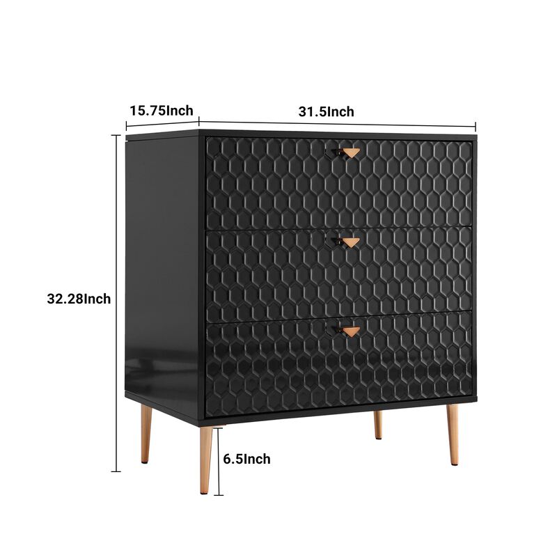 White Accent Storage Cabinet with 3-Drawer Chest