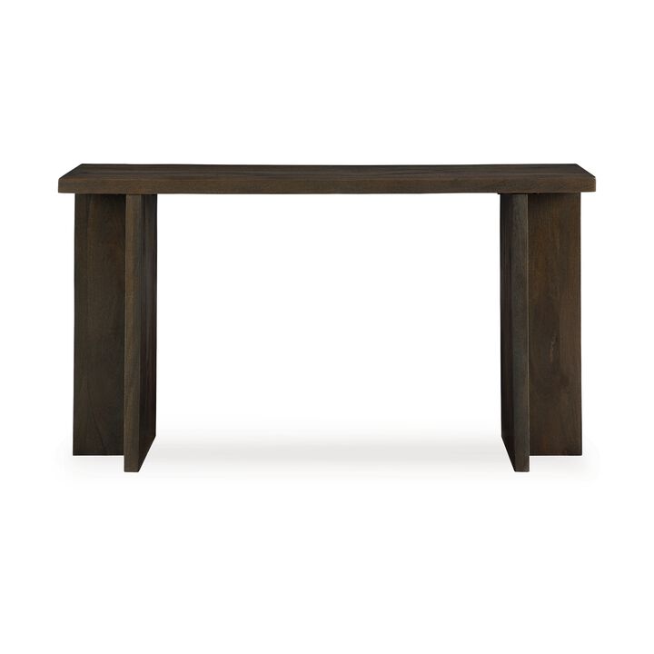 Console Sofa Table, Solid Wood T Shaped Legs, Dark Brown 53 Inch - Benzara