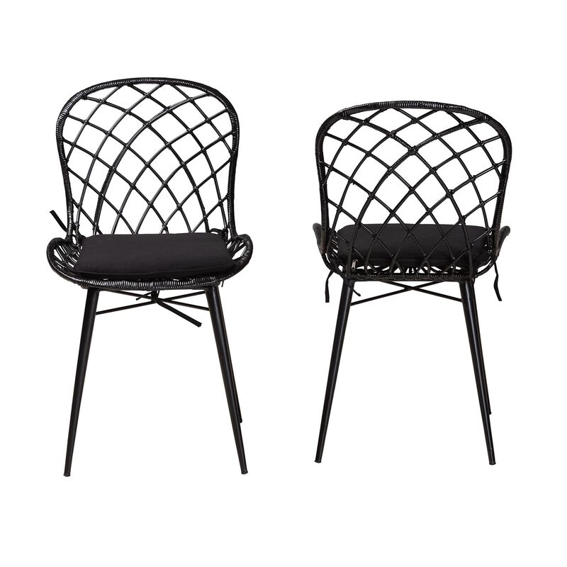 Bali & Pari Sabelle Modern Greywashed 2-Piece Dining Chair Set