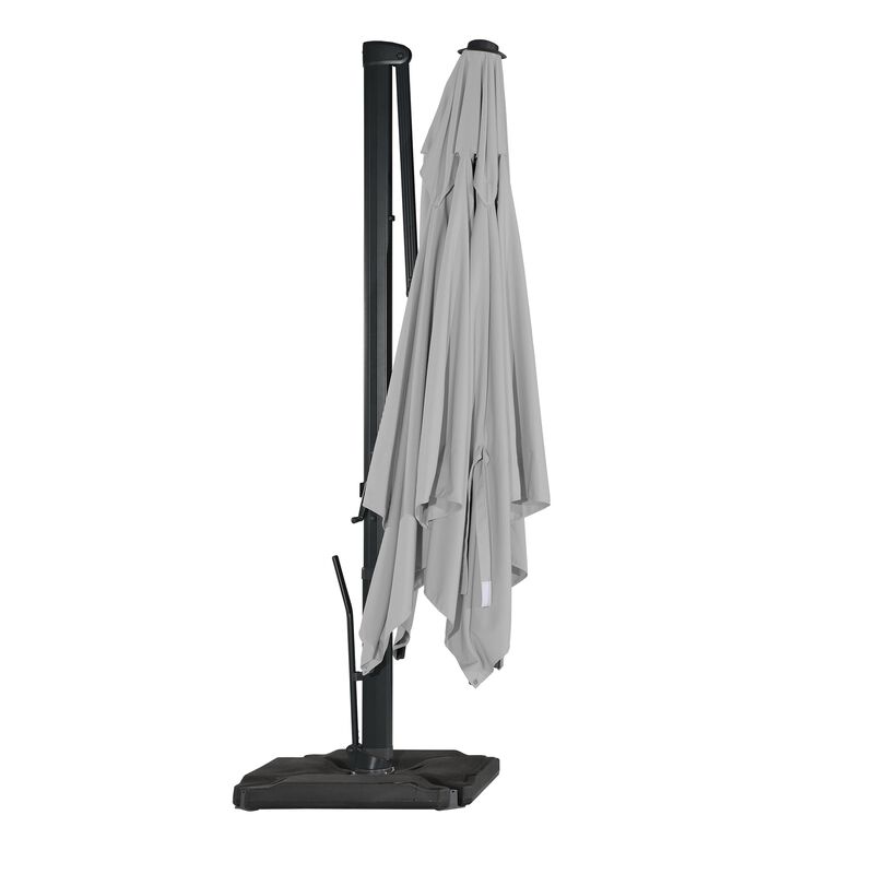 10x13 ft. 360° Rotation Cantilever Patio Umbrella with BaseandBT in Gray