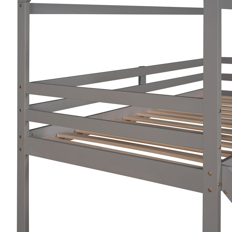 Merax Kids Children House Bed Loft Bed with Slide