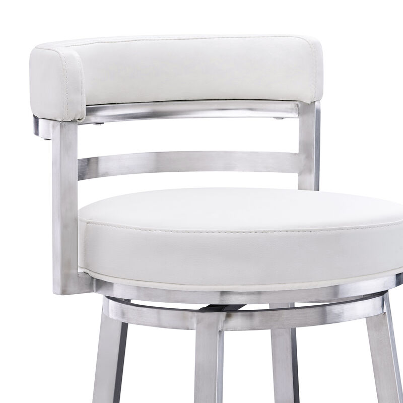 Madrid  Counter Height Swivel Black Faux Leather and Metal Bar Stool