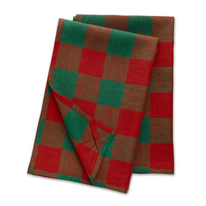 Solino Home 100% Pure Linen Kitchen Towels Set of 2 - 16.5 x 26.5 Inch | Buffalo Check