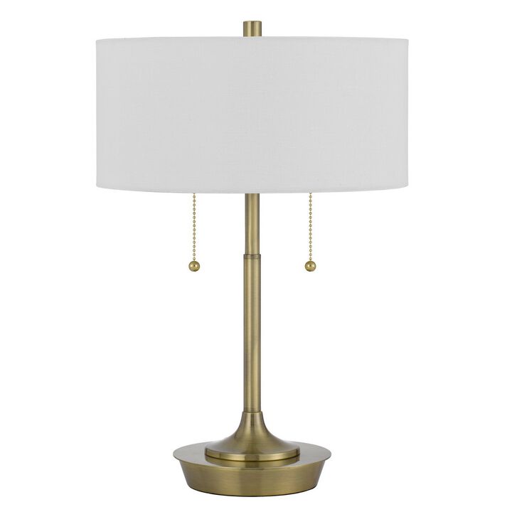 20 Inch Metal Table Lamp with Pull Chain Switch, Brass-Benzara