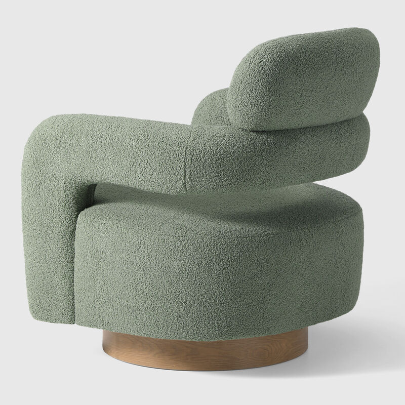WestinTrends Mid-Century Modern Sherpa Swivel Barrel Accent Chair