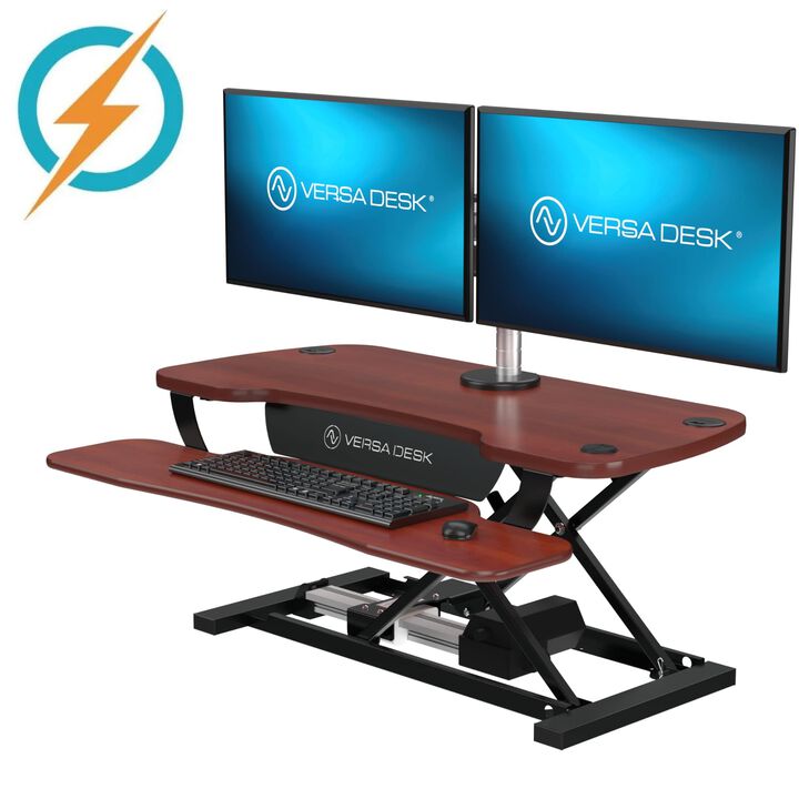 VersaDesk PowerPro® 36"W Electric Adjustable Standing Desk Converter, Cherry