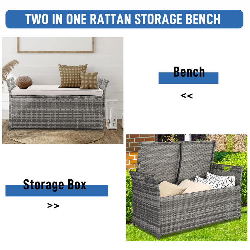Rattan Locker with Iron Frame and Gradient Footstool Design