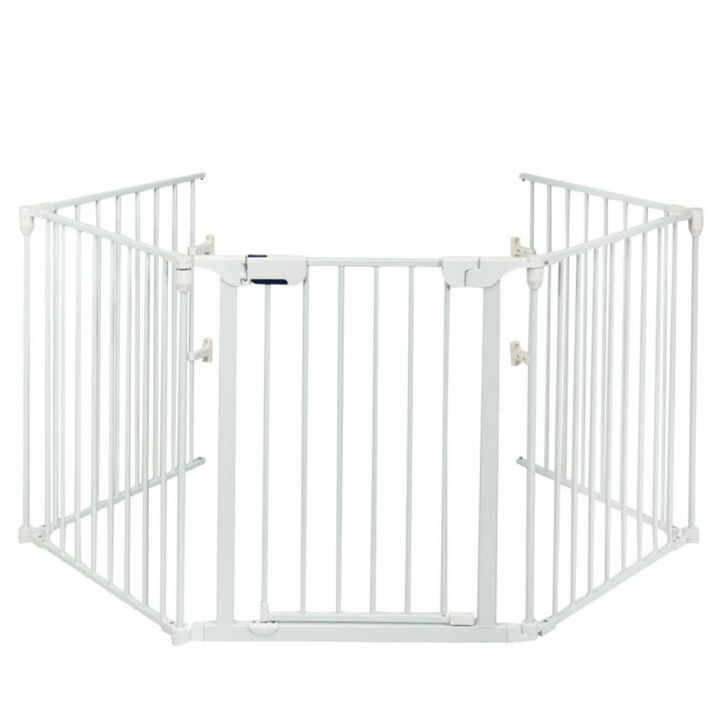 Hivvago 115 Inch Length 5 Panel Adjustable Wide Fireplace Fence