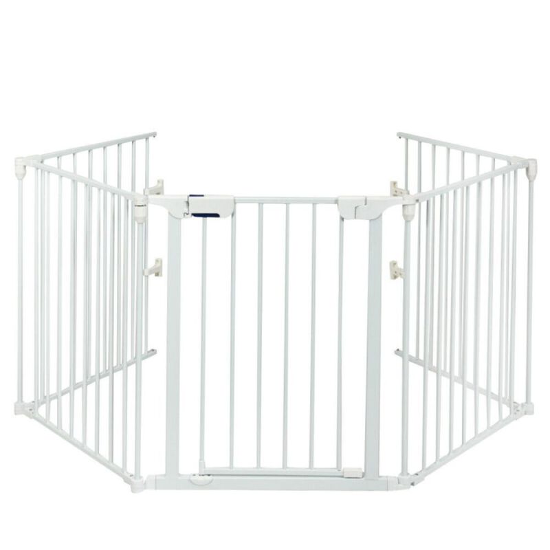 Hivvago 115 Inch Length 5 Panel Adjustable Wide Fireplace Fence