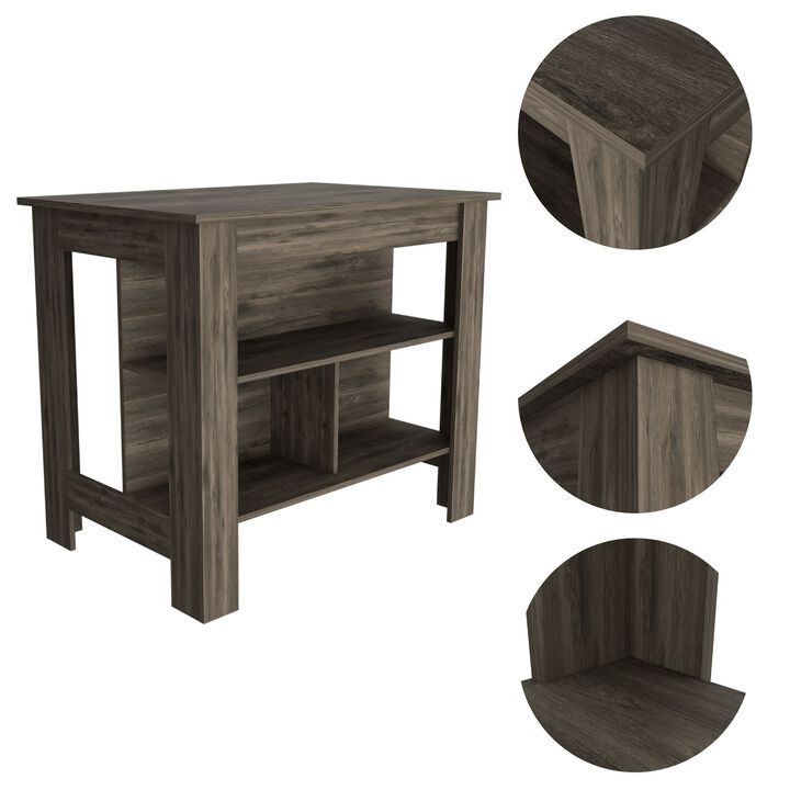 DEPOT E-SHOP Delos Kitchen Island, Four Legs, Three Shelves