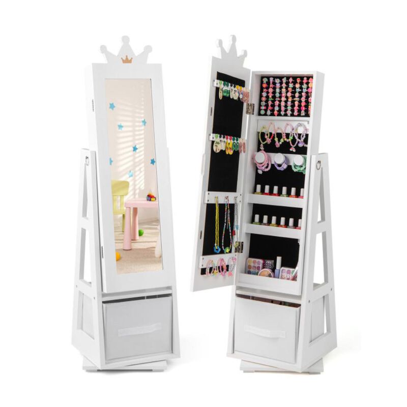 Hivvago Kids Jewelry Armoire Cabinet with Large Storage Capacity and Swivel Base