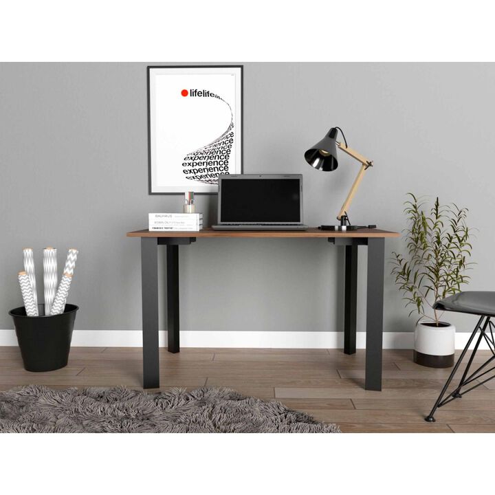 Preston Rectangle Writing Desk With Steel Legs Mahogany