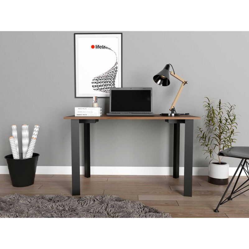 Preston Rectangle Writing Desk With Steel Legs Mahogany