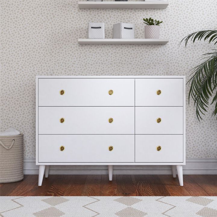 Novogratz Harper 6-Drawer Dresser with Round Gold Handles