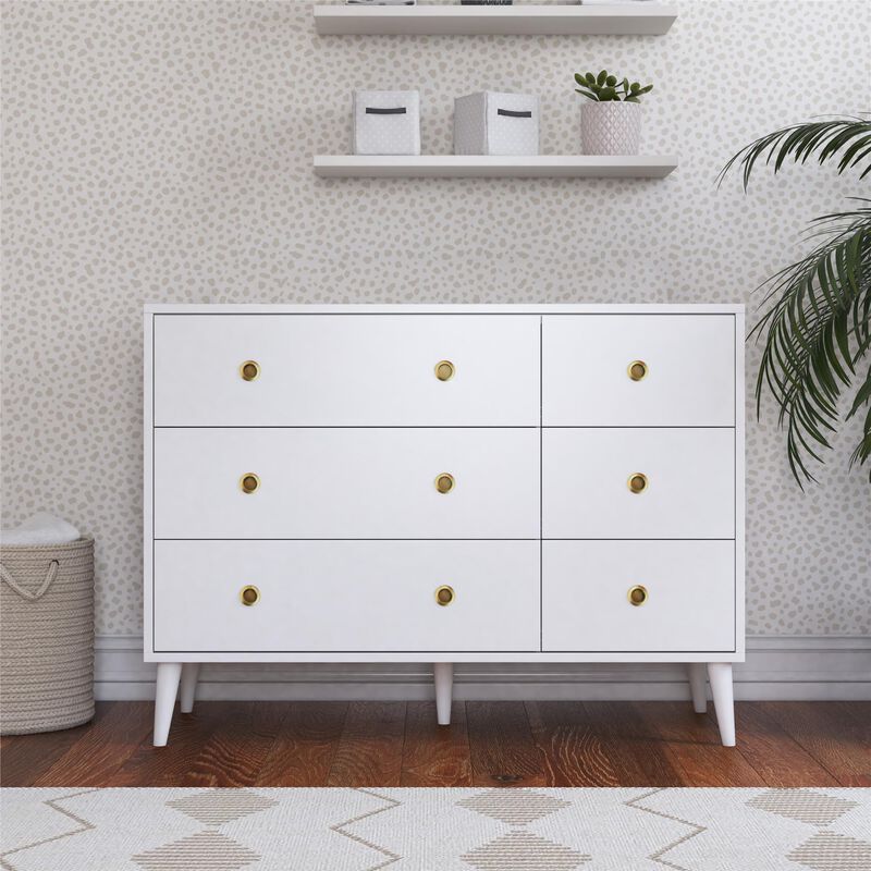 Novogratz Harper 6-Drawer Dresser with Round Gold Handles