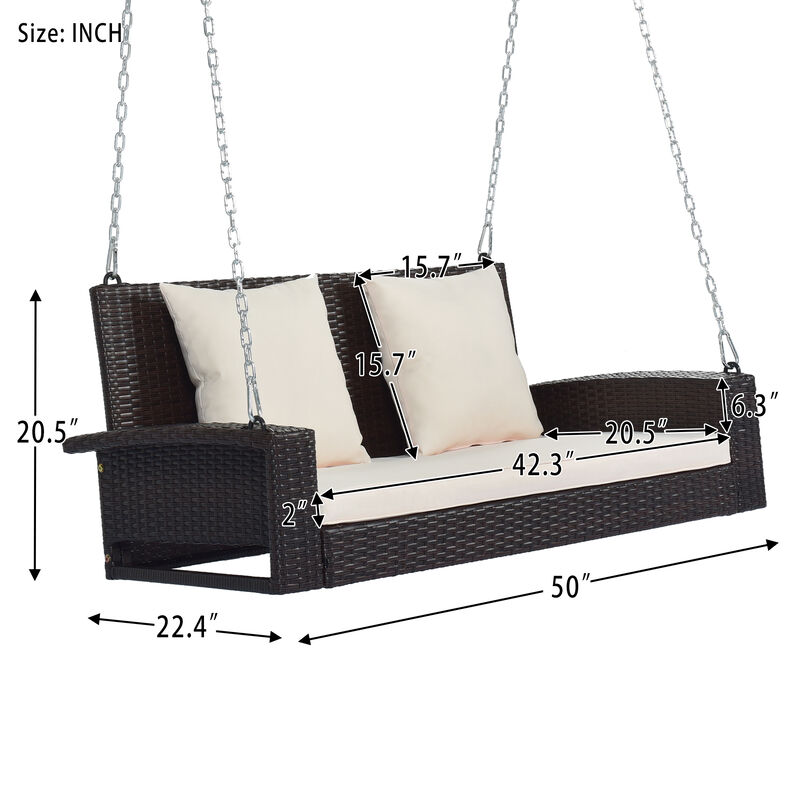 Merax 2-Person Wicker Hanging Porch Swing with Chains
