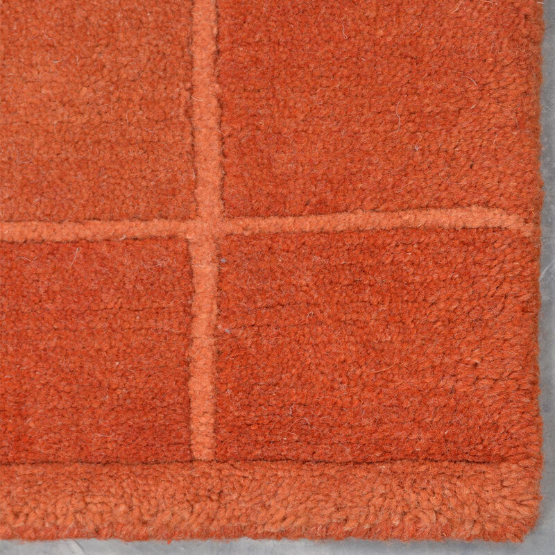 Rugsotic Carpets Hand Knotted Tibbati Wool 8'x11' Area Rug Contemporary Orange T00206