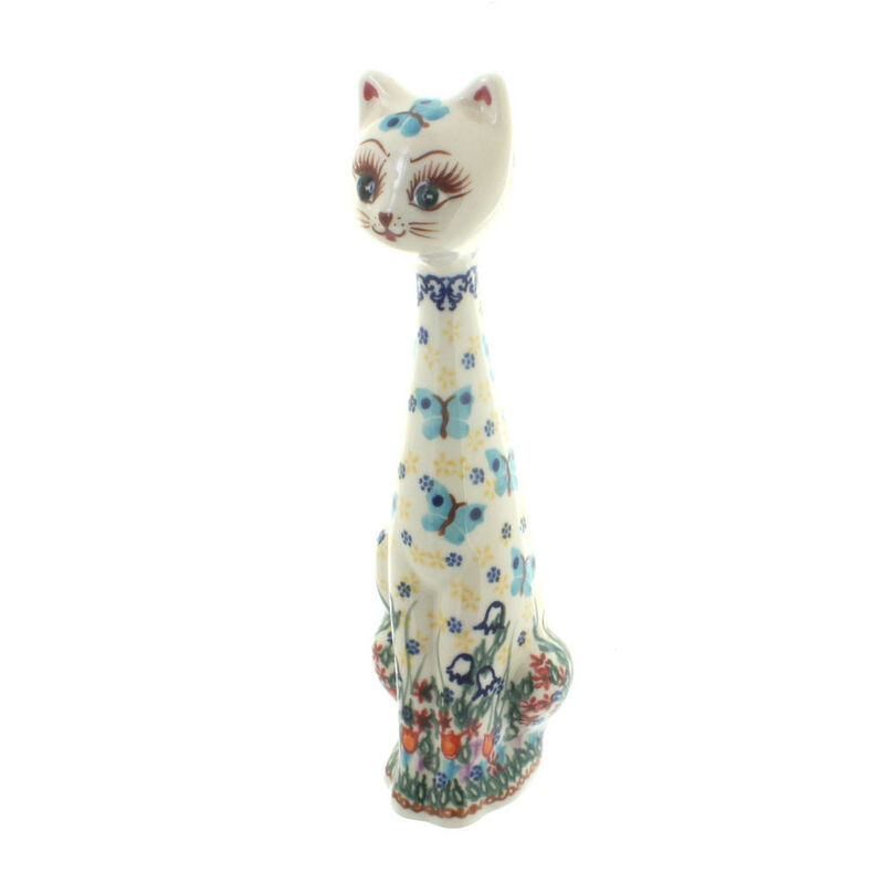 Blue Rose Polish Pottery Garden of Eden Medium Cat
