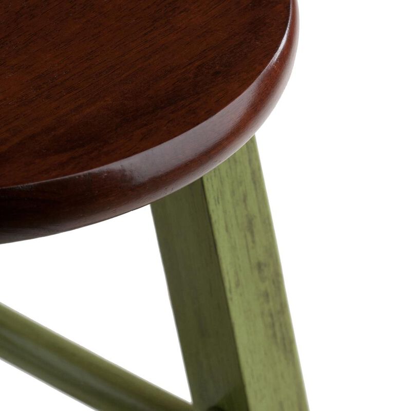 Ivy 29" Bar Stool Rustic Green w/ Walnut Seat