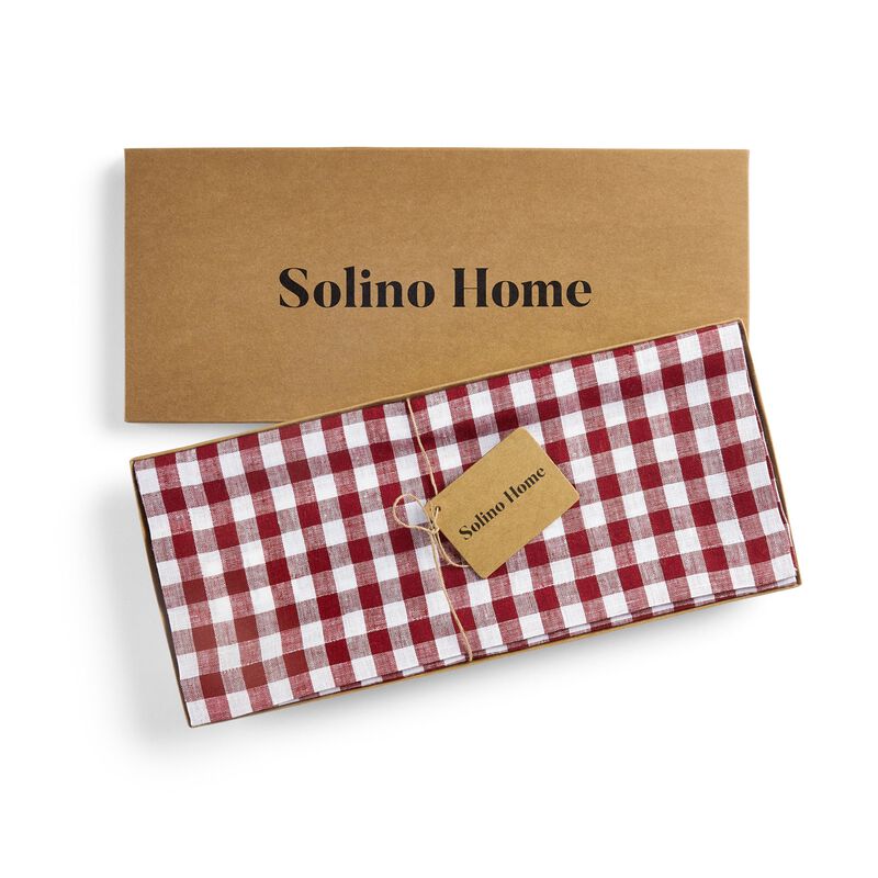Solino Home 100% Pure Linen Table Runner | Gingham Check