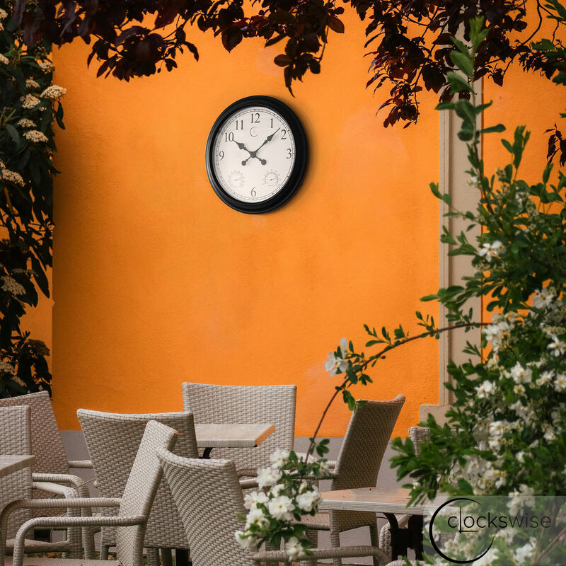 24" Outdoor Wall Clock Thermometer Combo