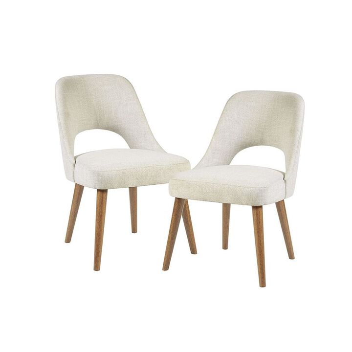Starlight Canyon Home Beige Upholstered Side Chairs with Rubber Wood Legs – Set of 2 for Dining