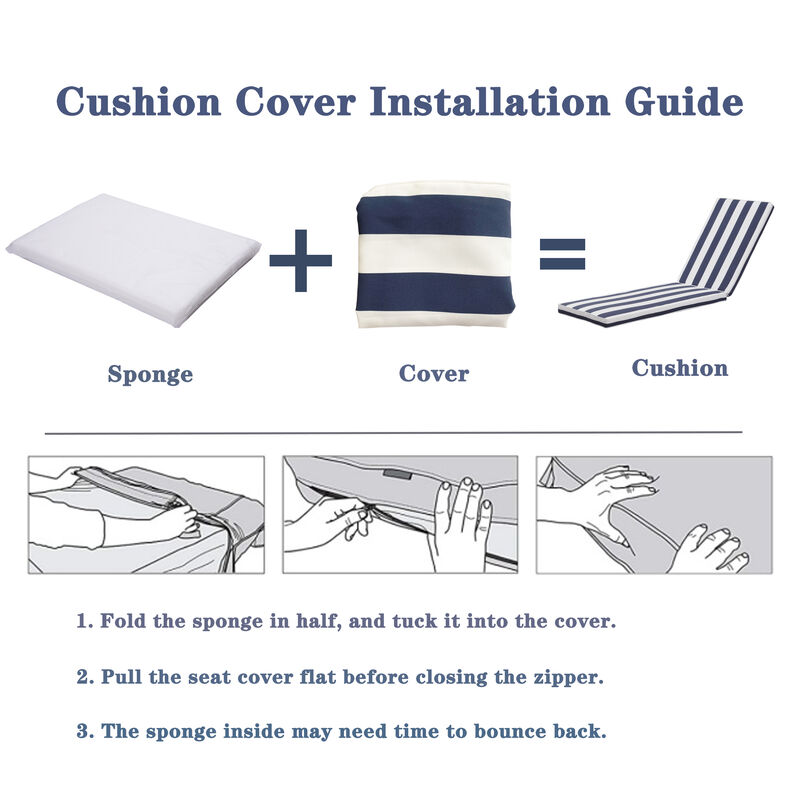 2-Piece Outdoor Lounge Chair Cushion Set Patio Furniture Seat Replacement for Garden & Poolside