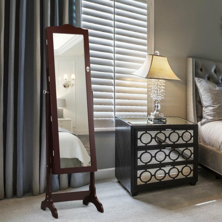 Hivvago 14 LED Jewelry Armoire Cabinet with Full Length Mirror and 4 Tilting Angles