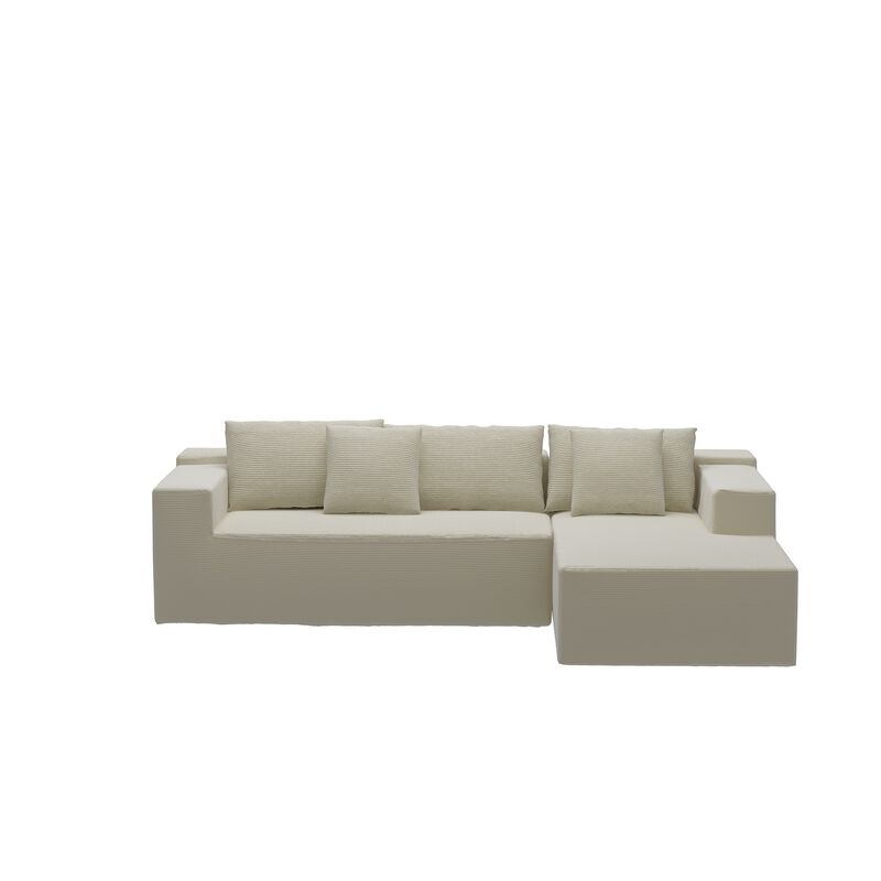 FUFU&GAGA Compressed Sofa, Fabric & Sponge Upholstered Couch – Modern 3-Seater (105.9" W x 37" D x 26.4" H),Beige