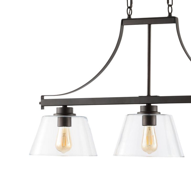 Jayden 3-Light Industrial Farmhouse Iron/Glass Linear LED Pendant
