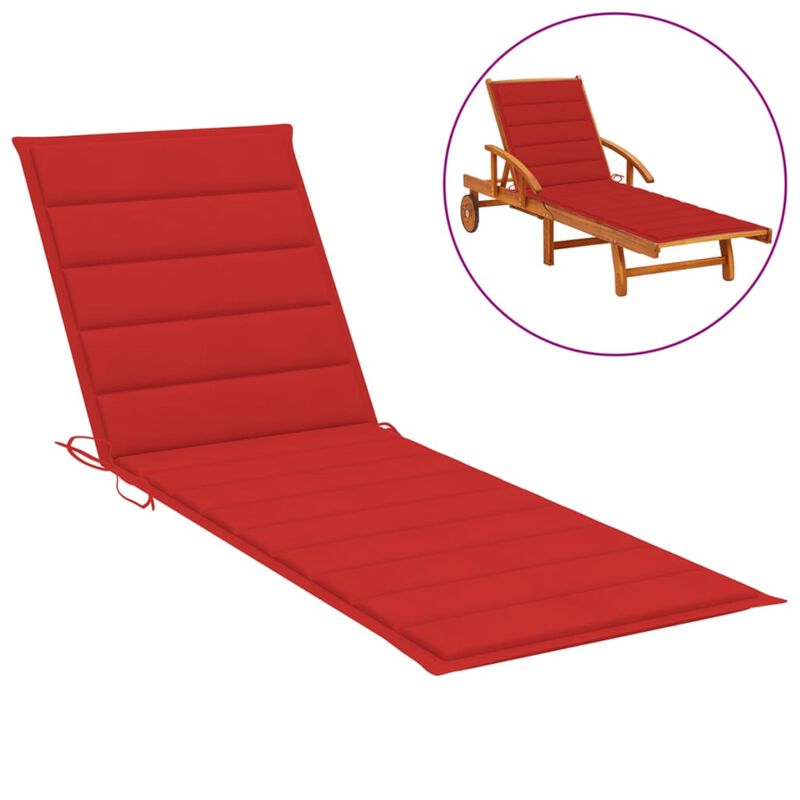 vidaXL Sun Lounger Cushion Red 78.7"x27.6"x1.6" Fabric