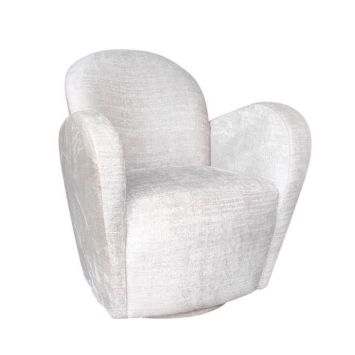 Pasargad Home Maxim Modern Swivel Base Armchair, Ivory