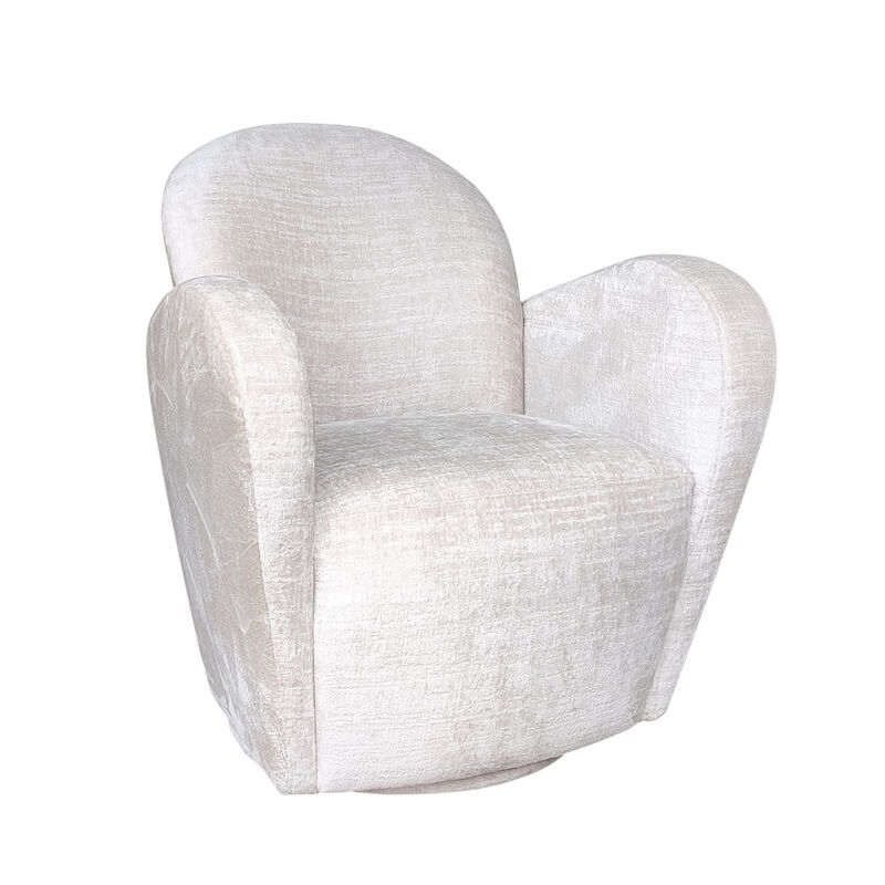Pasargad Home Maxim Modern Swivel Base Armchair, Ivory