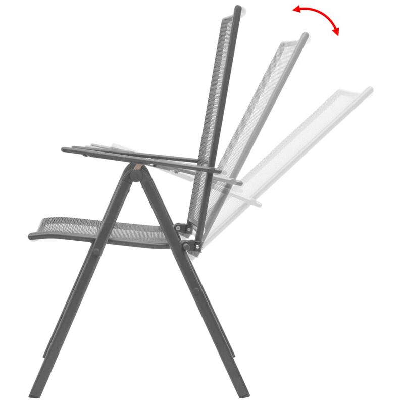 5pc Patio Dining Table Set with 4 Chairs, Square Table, Gray Metal - Benzara