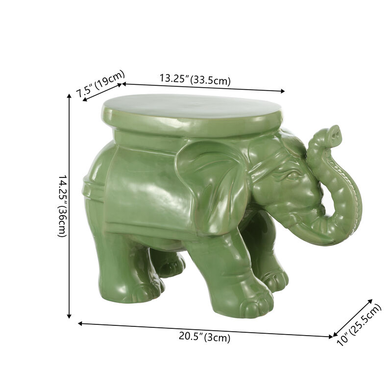 White Elephant Ceramic Garden Stool