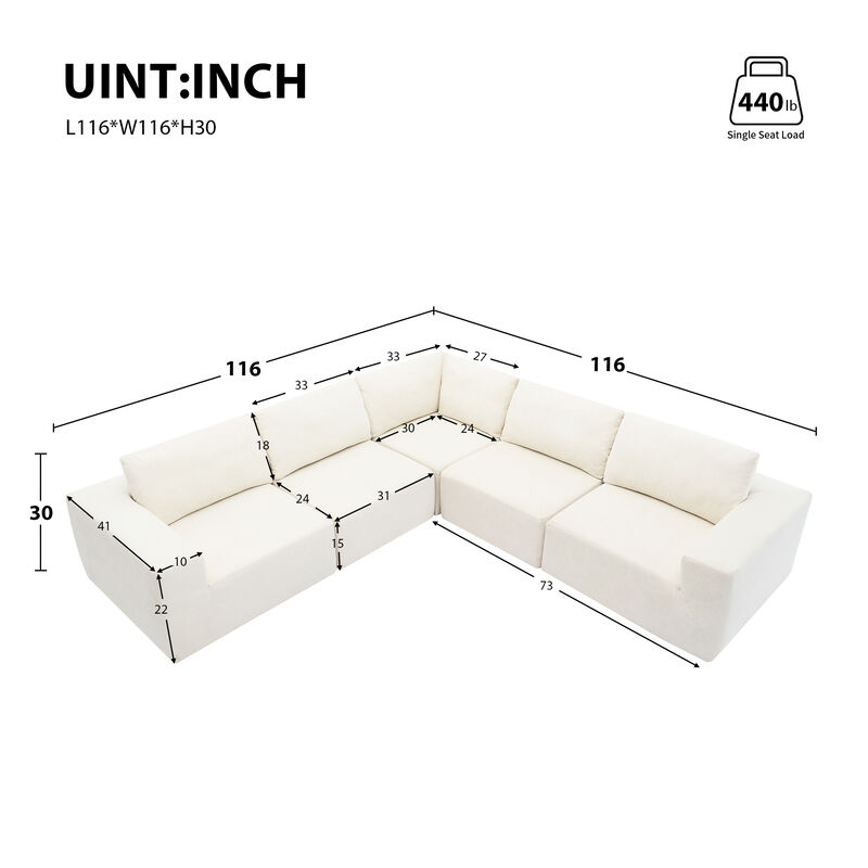 Merax Luxury L Shaped Terry Cloth Sectional Sofa