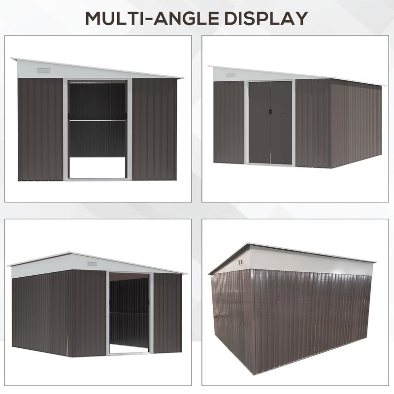 Gray Outdoor Organizer: 11x9 ft Metal Shed with Sliding Doors