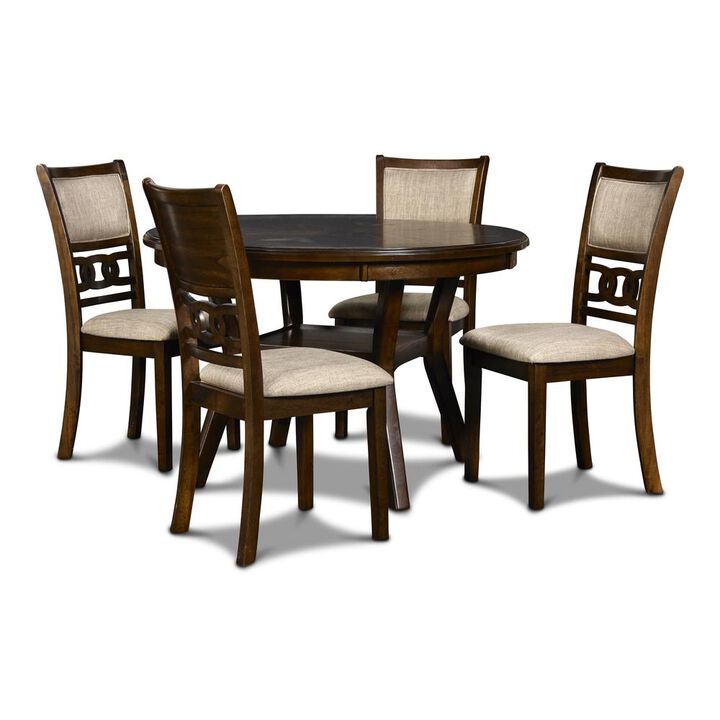 New Classic Furniture Gia 5-Piece 47 Wood Round Dining Set, Cherry