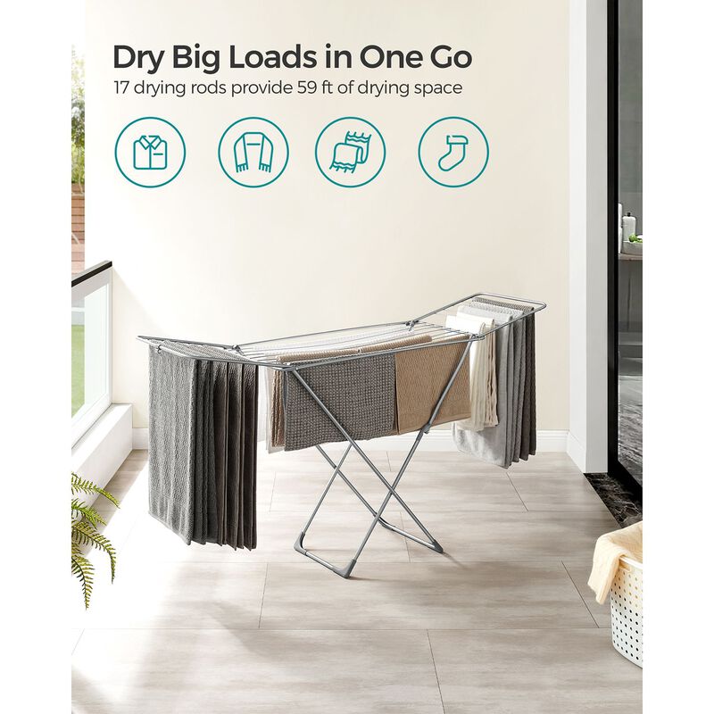 Foldable Clothes Drying Rack Adjustable and Space-Saving Design