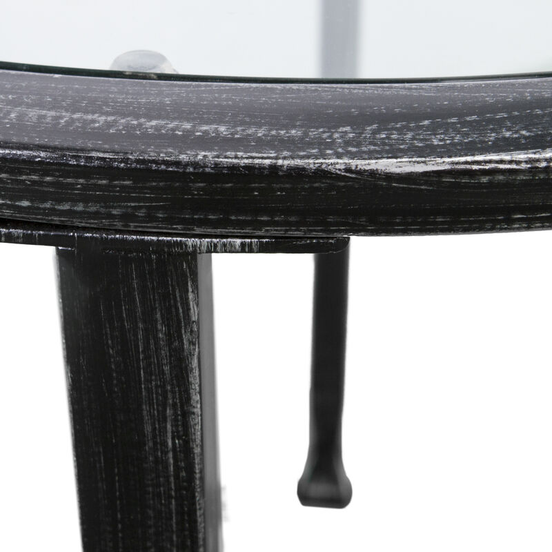 SEI Furniture Jaymes Round Glass Top Metal End Table in Black