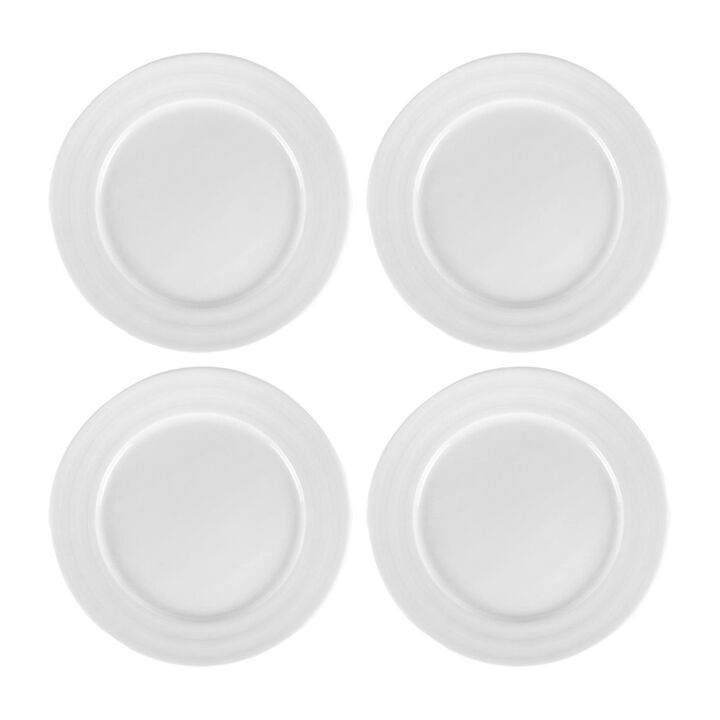 Porcelain Delta-Coupe dia.8.25" Round White Porcelain Plate (Set of 4)