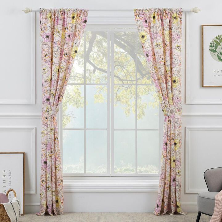 Greenland Home Fashion Misty Bloom All Seasons Efficient Room Darkening Window Curtain Panel Set - Pink 84x84"