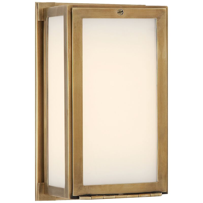 Mercer Short Box Light in Antique Brass