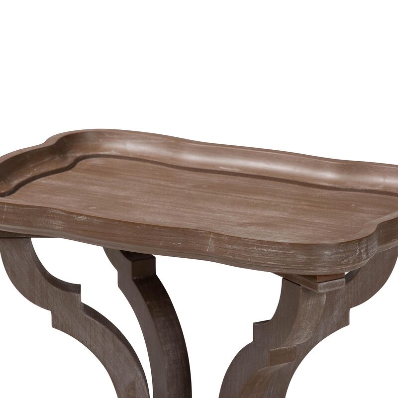 Baxton Studio Yannick French Country Antique Brown Wood End Table