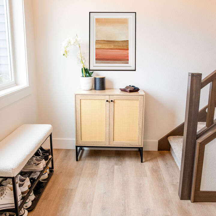 2-Door MDF Accent Cabinet with Shelf and Rattan Doors