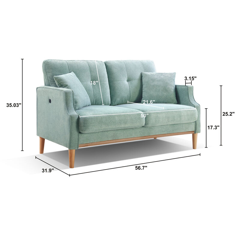 Living Space Sofa 2 Seater, Loveseat With Waterproof Fabric Baby, USB Charge