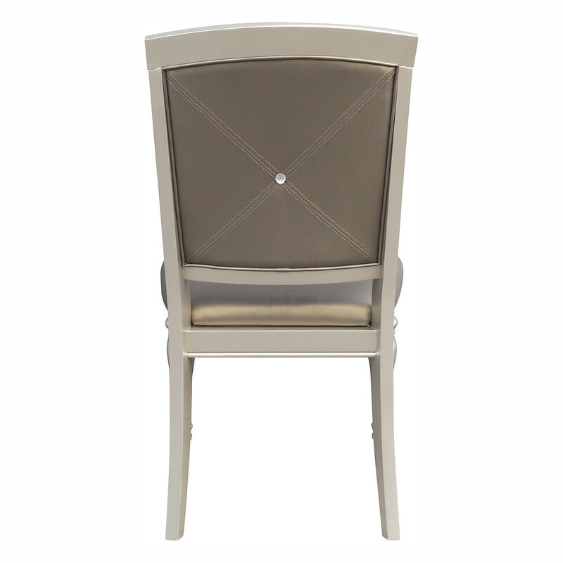 Silver Finish Crystal Tufted Upholstered Dining Chairs