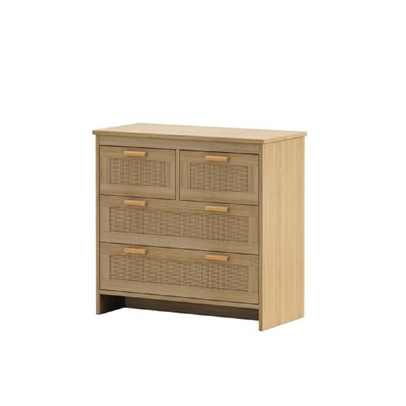 4-Drawer Rattan Cabinet for Bedroom, Living Room, Dining Room, and Hallway